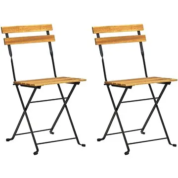 Skládací zahradní židle 2 ks ocel a masivní akáciové dřevo, 313160 (313160)