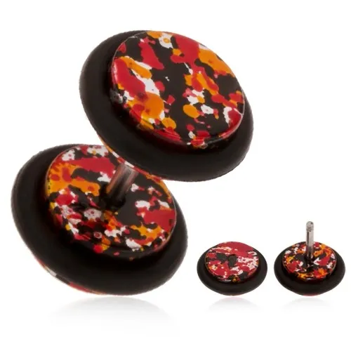 Akrylový falešný piercing do ucha, různobarevné skvrny na povrchu