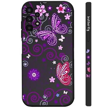 TopQ Kryt Samsung A13 Fialoví motýlci černý 94552 (94552)