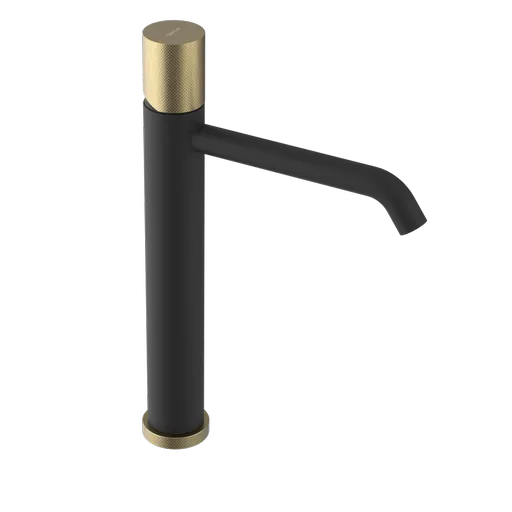 SAPHO ULTRATAP stojánková umyvadlová baterie vysoká, prodloužená hubice, černá mat/zlato mat UT007TBG