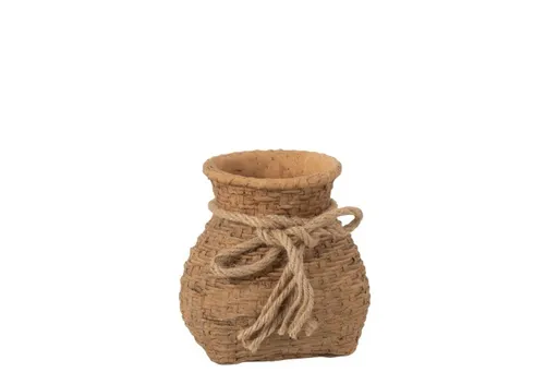 Cementový hnědý květináč ve tvaru vaku - 14*12*14,5 cm 1066