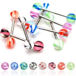 Piercing do jazyka kulička spirálka - Barva piercing: Červená