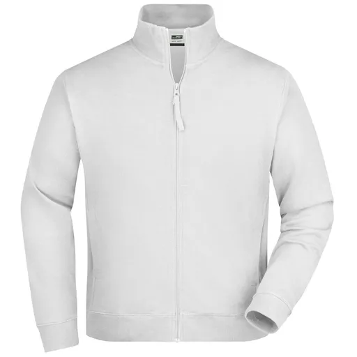 James & Nicholson (Daiber) Pánská mikina na zip bez kapuce JN058 - Bílá | L