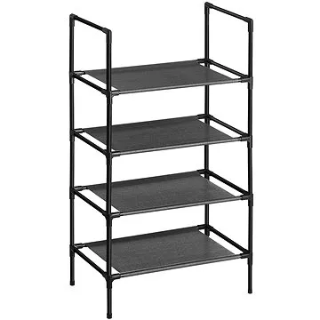 Songmics Botník 4 police černý kovový látkový (LSR004B02)