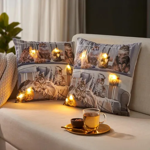 Die moderne Hausfrau LED Povlak na polštář Kočky