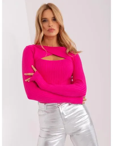 Fluo zelený klasický svetr s kulatým výstřihem