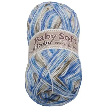 Baby soft multicolor 100g - 604 bílá, modrá, hnědá (6858)