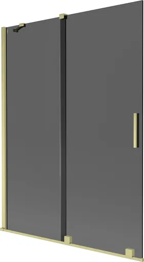 MEXEN/S Velar dvoukřídlá posuvná vanová zástěna 130 x 150, grafit, zlatá kartáčovaná 896-130-000-41-55