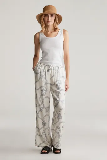 KALHOTY GANT REL SAILING PRINT DRAWSTRING PANTS CREAM