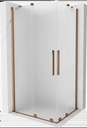MEXEN/S Velar Duo sprchový kout, posuvné dveře 90 x 80, dekor, růžové zlato 871-090-080-32-60