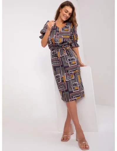 Dámské šaty s jednoduchým potiskem z viskózy GEVA grafitové