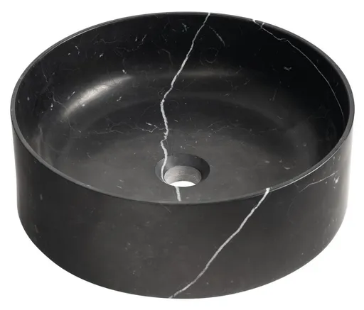 SAPHO BLOK kamenné umyvadlo na desku, Ø 40cm, matný černý Marquin 2401-52