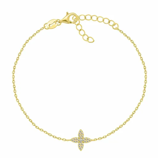 Brilio Silver Půvabný pozlacený náramek Květ se zirkony BRC177Y