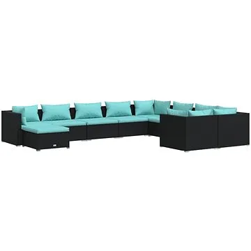 10dílná zahradní sedací souprava s poduškami polyratan černá, 3102681 (3102681)