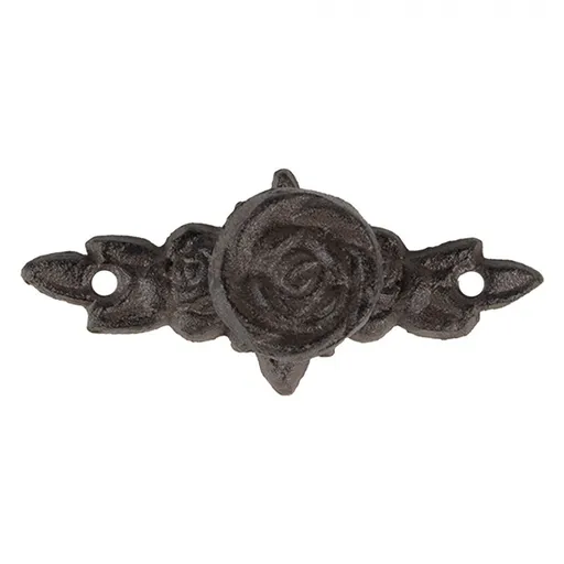 Hnědá litinová úchytka s růžemi Roseana - 4*4*10 cm 6Y5645