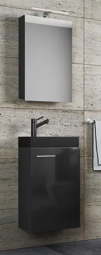 VCM 3dílné umyvadlo pro hosty Slito BL se zrcadlem, černé