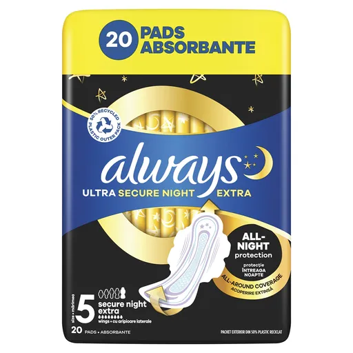 Always Noční hygienické vložky Ultra Secure Night S5 20 ks