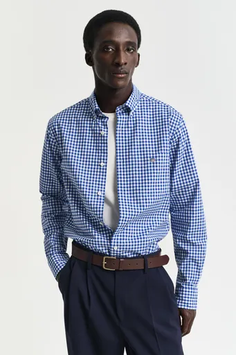 KOŠILE GANT REG CLASSIC POPLIN GINGHAM SHIRT COLLEGE BLUE