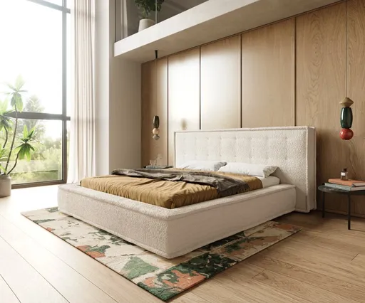 Čalouněná postel Filikos 180x200 cm bouclé krémová