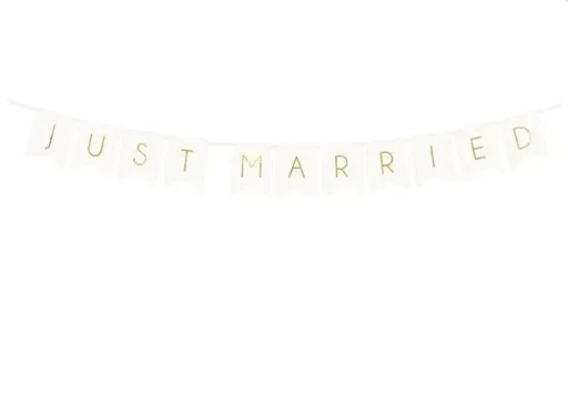 Girlanda Just Married / Novomanželé - Svatba - bílá - 15 x 155 cm - PartyDeco