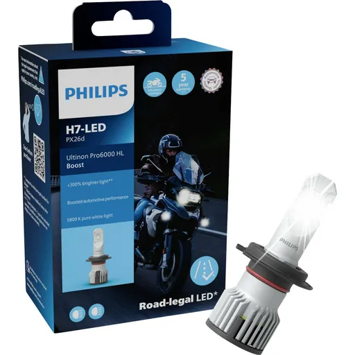 Philips H7 12V 15W Ultinon Pro6000 Boost 5800K +300% Moto 1ks 11972U60BX1