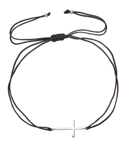 Evolution Group - Pavona Stylový černý kabala náramek s křížkem 13045.3 black