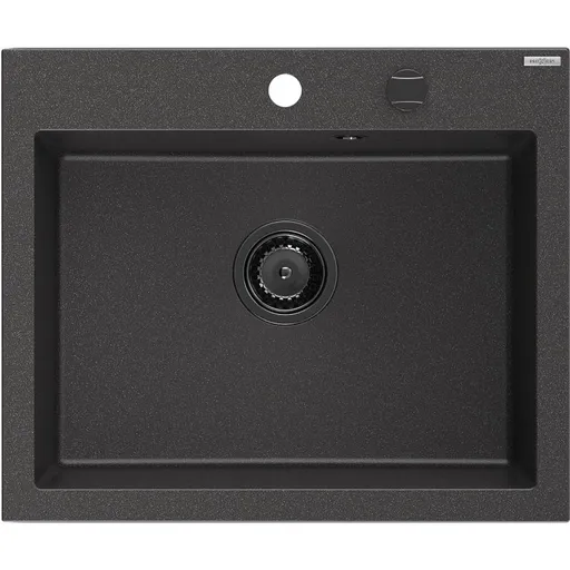 MEXEN/S Elix granitový dřez 1-miska 600 x 500 mm, černá kropenatá, sifon černá 6525601005-76-B