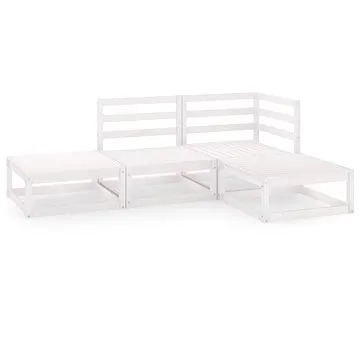 4dílná zahradní sedací souprava bílá masivní borové dřevo, 3075475 (3075475)