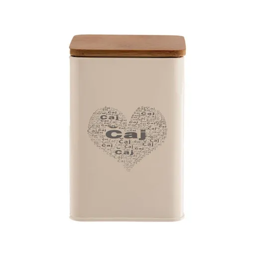 Dóza plech/dřevo 9,5x9,5x14 cm ČAJ SRDCE - ORION