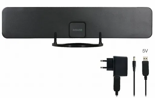 EVOLVEO Xany 2B, 230/5V, aktivní pokojová anténa FM/DAB+/DVB-T2, filtr LTE, 4G, 5G