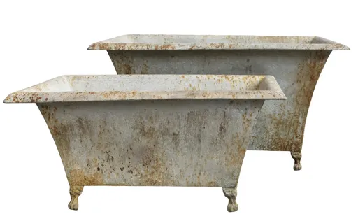 2ks zelený kovový květináč s rezavou patinou Pattien - 76*47*45/ 64*33*31cm Chic Antique