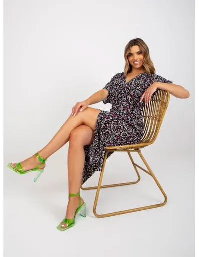 Dámské šaty květované midi RUE PARIS černé