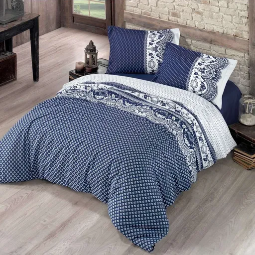 Kvalitex Bavlněné povlečení Canzone modrá, 140 x 220 cm, 70 x 90 cm