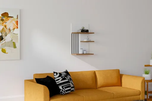 Nástěnná police Nezma - White, Walnut