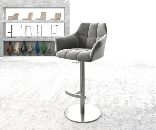 Barová židle Yulo-Flex samet šedá otočná podnož výškově