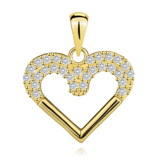 Zlatý přívěsek 14K srdce s dvojitým zirkonovým zdobením