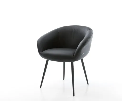 Jídelní židle Vinka-Flex podnož zúžená kovová černá pravá kůže