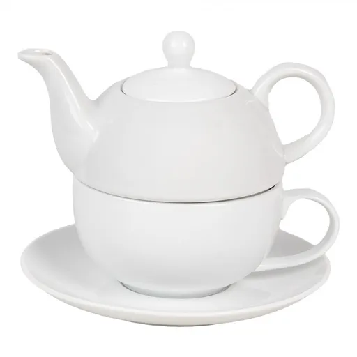 Bílý keramický Tea for One - 17*16*13 cm / 350 ml / 250 ml 6CETEFO0001