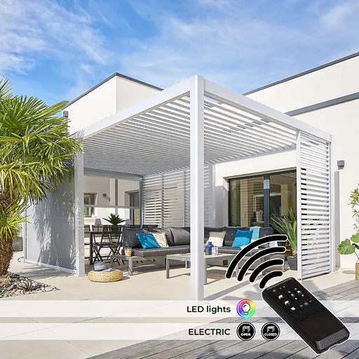 DEOKORK Zahradní hliníkový altán elektrický MEGAN 6x3,6 m (bílá)