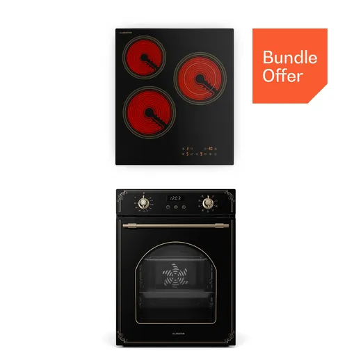 Klarstein Sklokeramická varná deska Victoria + úzká trouba Victoria | Timeless | 45 cm