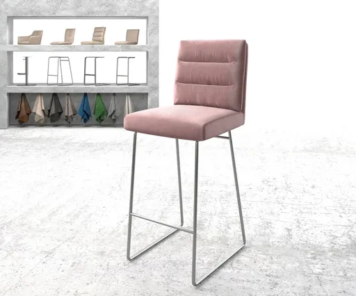 Barová židle Pela-Flex Velvet Rosé Skid Frame Stainless Steel