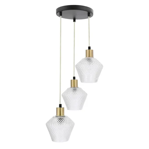 Závěsná lampa Greniko, černá, 3x40W, E14, bezbarvé stínidlo