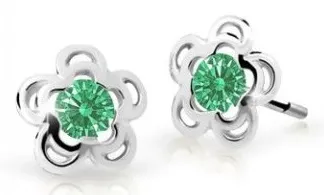 Cutie Jewellery Půvabné dětské náušnice z bílého zlata C2204-30-X-2 zelená