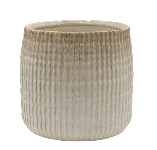 Latté obal na květináč s vroubkovaným vzorem Gaston - Ø 19*17 cm Chic Antique