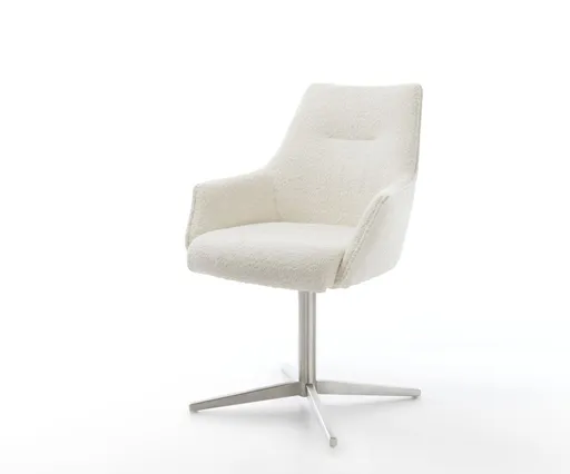 Jídelní židle Alja-Flex s područkami bouclé bílá podnož