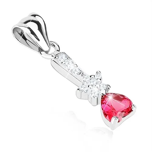 Přívěsek, stříbro 925, obrácené zirkonové srdce, blýskavá hvězdička