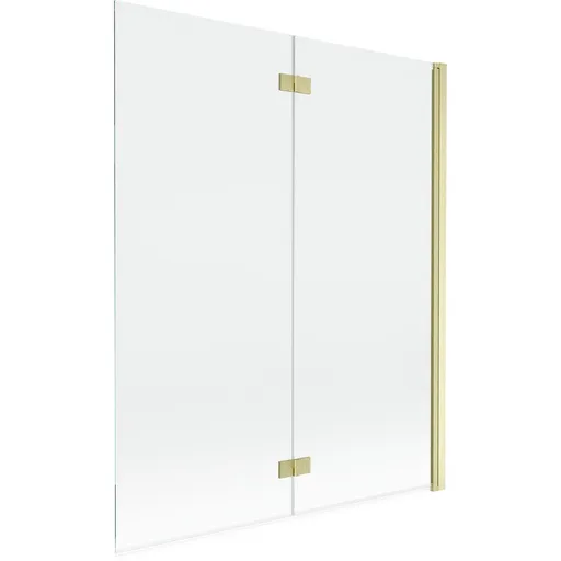 MEXEN MIST vanová zástěna 140x150 cm 6mm 2-s, zlatá kartáčovaná, čirá, pravá 8A9-140-002-55-00-P