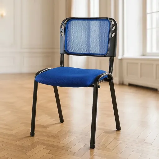 Konferenční židle modrá, kovový rám, stohovatelná