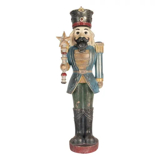 Modro-zelená dekorace figurka Louskáček Nutcracker - 21*15*60 cm 5PR0186