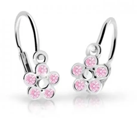 Cutie Jewellery Dětské kytičkové náušnice z bílého zlata C2744-10-X-2 růžová